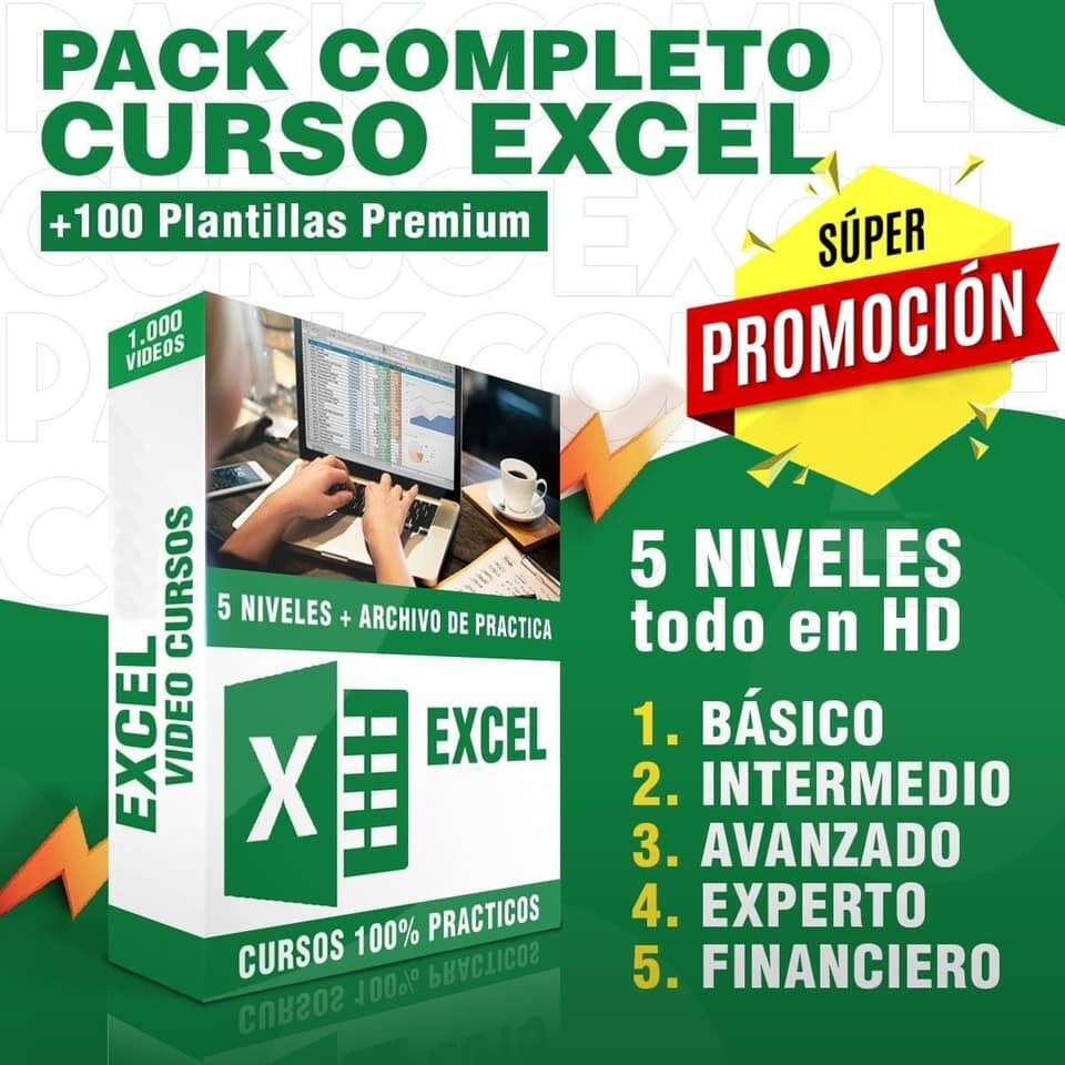 Todos los cursos de OFFICE 2020 + Pack 5000 Infografías + 900 Videos de Excel.